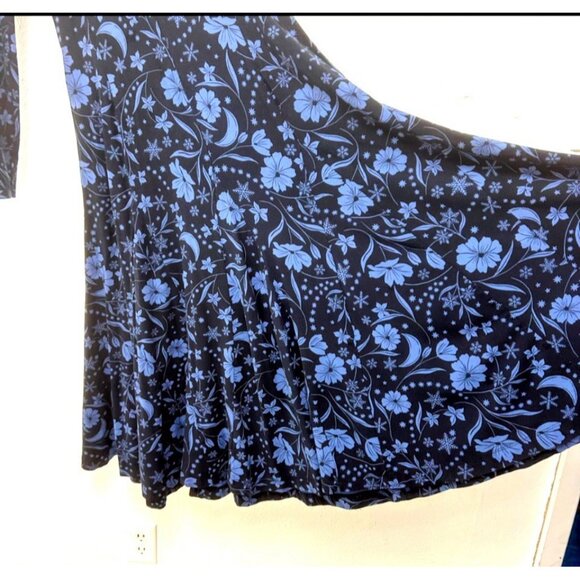ANN TAYLOR LOFT $120 Blue Mock Neck Moon Floral Stretch Maxi Dress Size Size XS - Picture 6 of 9